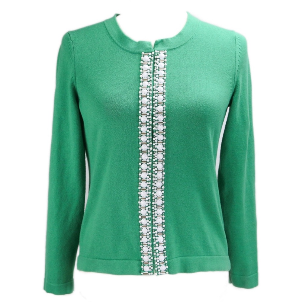 Banana Republic - Beaded Front Green Cardigan